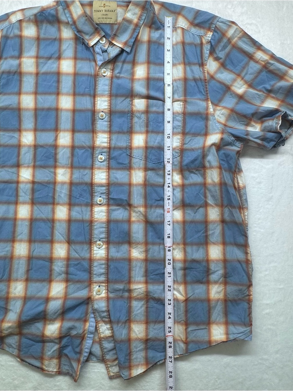 Tommy Bahama Jeans Blue Plaid Short Sleeve Button Front Shirt XL - Picture 5 of 12